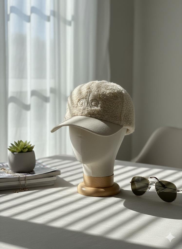 “Alo” off-white textured cap.